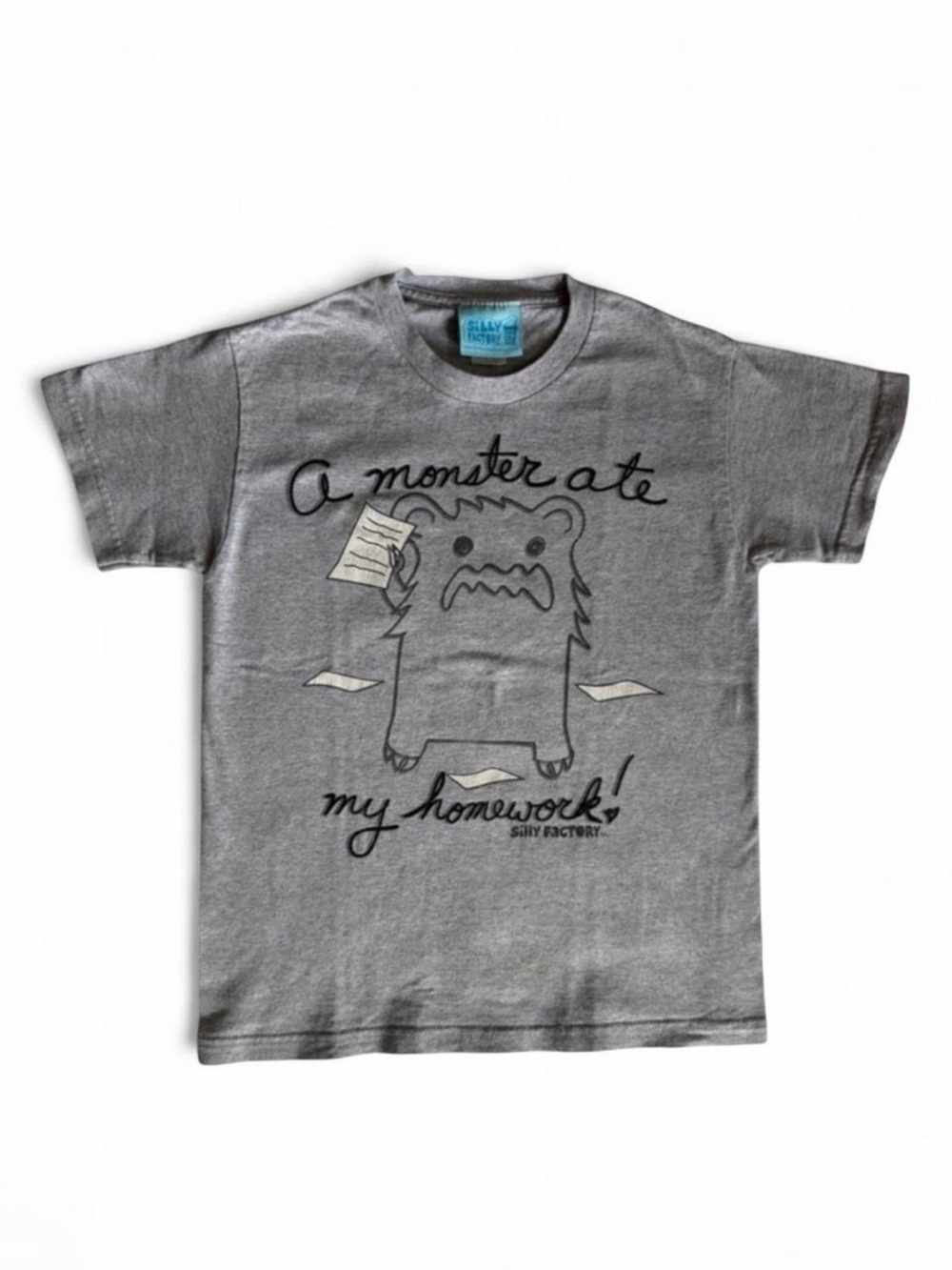 Silly Factory David & Goliath Boys Monster Homework Graphic Tee Gray 6/7